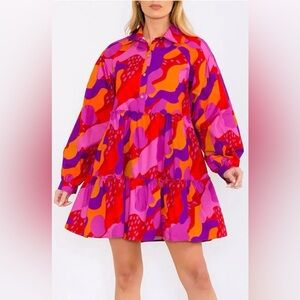 Peach Love California Red, Purple, and Orange Dress